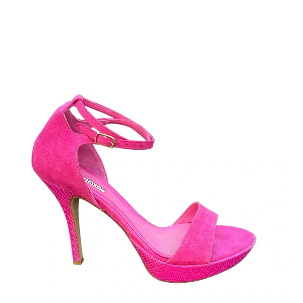 Charles David Made in Italy Pink Suede Leather Platform Stiletto Heel Sandal